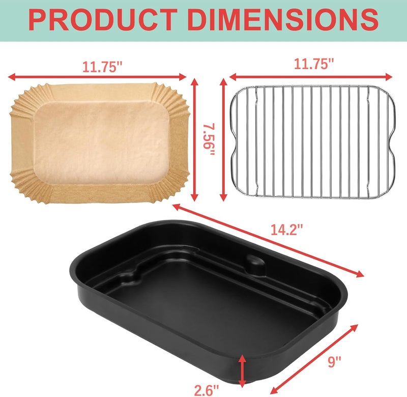 WEBROIL Non-Stick Griddle Pan, Stainless Steel Rack and Air Fryer Liners for Ninja FG551 Smart XL 6-in-1 Indoor Grill, Parts for Ninja Air Fryer Accessories with Disposable Parchment Paper, 100 Packs - Image 2